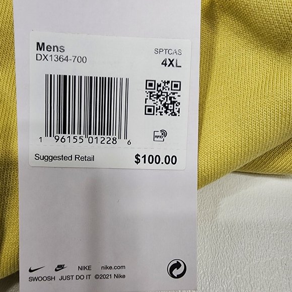 Nike Solo Swoosh Heavy Weight Yellow Fleece Sweatpants Men's 4XL DX1364 063 NWT - Picture 14 of 15